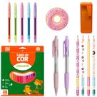 Material Escolar Meninas Lapis Borracha + Lapis de cor 48 Cores + Canetas Coloridas - Leo e Leo