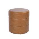material sintético estofado otomano HomePop, redondo, marrom carmelo