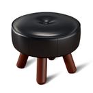 material sintético redondo otomano Oakvivo 33x33x26 cm preto