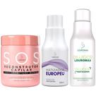 Matizador Efeito Loiro EUROPEU e DILUIDOR de Matizador 300ml + SOS Reconstrutor 500ml KIT