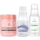 Matizador Efeito Loiro PLATINADO e DILUIDOR de Matizador 300ml + SOS Reconstrutor 500ml KIT