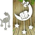 Matriz de corte em metal para scrapbooking DIY bebê, lua e estrela
