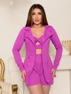 Max Blazer Feminino Acinturado C/ Botões Dourados Tecido Ponto Roma