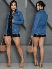 Max Jaqueta Feminina Estilo Despojado Barra Desfiada Moda Casual Max Jaqueta Feminina Estilo Despojado Barra Desfiada Moda Casual