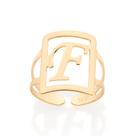 Maxi anel letra ajustável 18k Letra f 513298 Rommanel