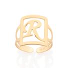 Maxi anel letra ajustável 18k Letra r 513298 Rommanel