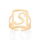 Maxi anel letra ajustável 18k Letra s 513298 Rommanel