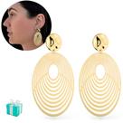 Maxi Brinco Oval Banhado a ouro 18k Dourado Leve Semijoia