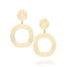 Maxi Brinco Pêndulo Ondulado Banhado a Ouro Rommanel 527552 Cor:Dourado