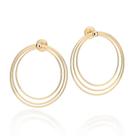 Maxi Brinco Rommanel Círculos Vazados Banhado a Ouro 18K Feminino Moderno e Elegante 527431