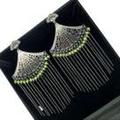 Maxi Brincos Leque Rendado Com Franjas Banhados 2440 Maxi Brincos Leque Rendado Com Franjas Banhados 2440