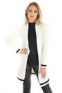 Maxi Cardigan Canelado Tricot Manga Longa Faixa Marca Livora