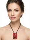 Maxi Colar Casual Feminino Com Pingente Em Pedra Resina Cor Vermelha