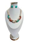Maxi Colar Feminino Cristal E Resina Kit Com Brinco