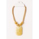 Maxi Colar Pingente Pedra Resina - Mod Lirio Bege Dourado Maxi Colar Pingente Pedra Resina - Mod Lirio Bege Dourado