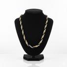 Maxi Colar Trançado Dourado, Preto e Prata
