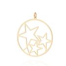 Maxi pingente banhado ouro 3x 24k 18k e 22k feminino redondo estrelas vazadas rommanel 542623
