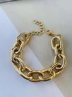 Maxi pulseira banhada ouro elo cadeado tendencia Maximalismo