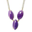 Maxxi Colar 3 Pedra Natural Agata Lilas Montagem Dourado