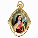 Medalha Chapa Resinada Santa Terezinha do Menino Jesus Dourada (2 unidades)