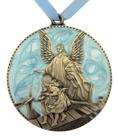 Medalha de berço: Sacred Traditions, 7,5 cm, esmalte azul estanho