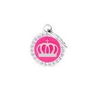 Medalha de identificação Glam "Coroa Círculo Fucsia Strass" ( Ganhe a Gravação )