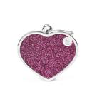 Medalha de Identifição Cão Coração Glitter Pink ( Gravação Inclus