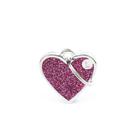 Medalha de Identifição Cão Coração Glitter Pink ( Gravação Inclusa