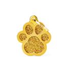 Medalha de Identifição Cão Pata Glitter Ouro ( Gravação Inclusa )