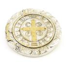 Medalha de São Bento Branco e Dourado Gesso 11 cm Medalha de São Bento Branco e Dourado Gesso 11 cm