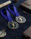 Medalha Para Futebol Premiação de Campeão 50mm com Fita Azul Kit 15 Peças