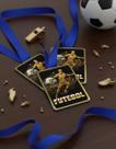 Medalha Para Futebol Premiação De Campeão Com Fita Azul Kit 5 Peças
