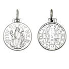 Medalha São Bento Dupla Face Original 14 milímetros Ouro Branco 18K K190