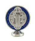 Medalhão São Bento Dourado Azul ou Prateado Azul Metal Uso Carro 5.5cm