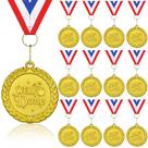 Medalhas Donrime Well Done, pacote com 12 unidades, metal dourado com fita