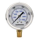 Medidor de pressão Solimeta 2,5 cm Dial 0-5000psi 304 em aço inoxidável