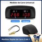 Medidor De Temperatura De Água Digital Universal 2 Em 1 Com Sensor De Voltagem 10mm Para Carro,