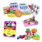 Mega Kit Mercadinho Som Luz Legume Balança Registradora 57pç
