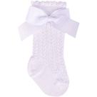 Meia 3/4 Bebe Infantil Rn Centope Com Laço Algodão Batizado