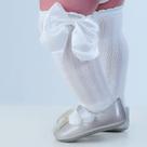 Meia 3/4 infantil com laço cor off white Pimpolho