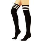 Meia 7/8 Colegial Acima do Joelho - Modelo Cosplay Fantasia com Listras