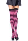 Meia 7/8 Leg Avenue Preta com Listras Neon Rosa