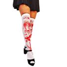 Meia 7/8 Longa Adulto Festa Fantasia Halloween: Modelo Branca Manchada de Sangue