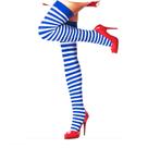Meia 7/8 Longa Listrada Azul e Branco Marinheira: Festa Fantasia Cosplay Dança Carnaval