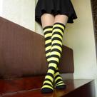 Meia Abelha Amarela Listra Preta Raibow 7/8 Geek Sexy Pin Up