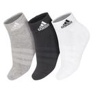 Meia Adidas Ankle Cushioned Sportswear 38 ao 40 - Pack com 3 Pares - Cinza Branca e Preta