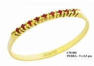 Meia Aliança de Ouro 18K Chicago com Rubi