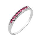 Meia Aliança de Prata Life Pavê Rosa