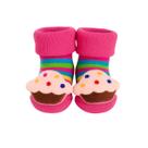 Meia Antiderrapante Plin Baby 3D Docinho Rosa com Listras