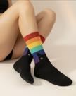 Meia Arcoíris Estampada Gato Preto Divertida Cano Médio Adulto Algodão Do 34 ao 43 Ideal Para Esporte , Bike , Patins , Skate